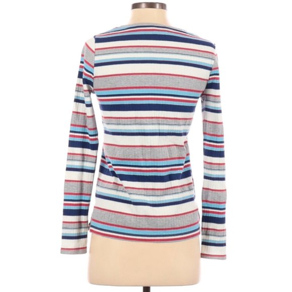 POSTAGE STAMP Blue Print Long Sleeve T-Shirt - Picture 2 of 5